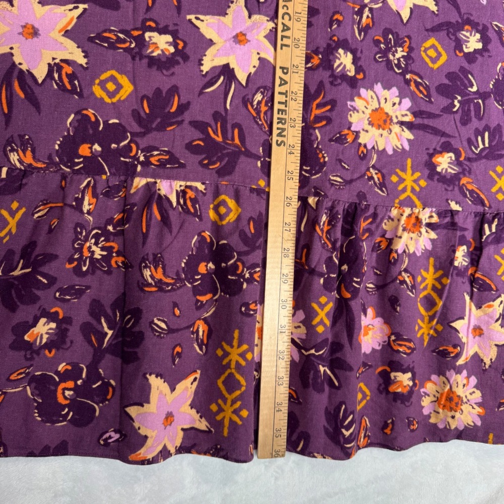 Sonoma Goods For Life Purple Floral Linen Blend Sleeveless Tiered Dress XL - Picture 8 of 9